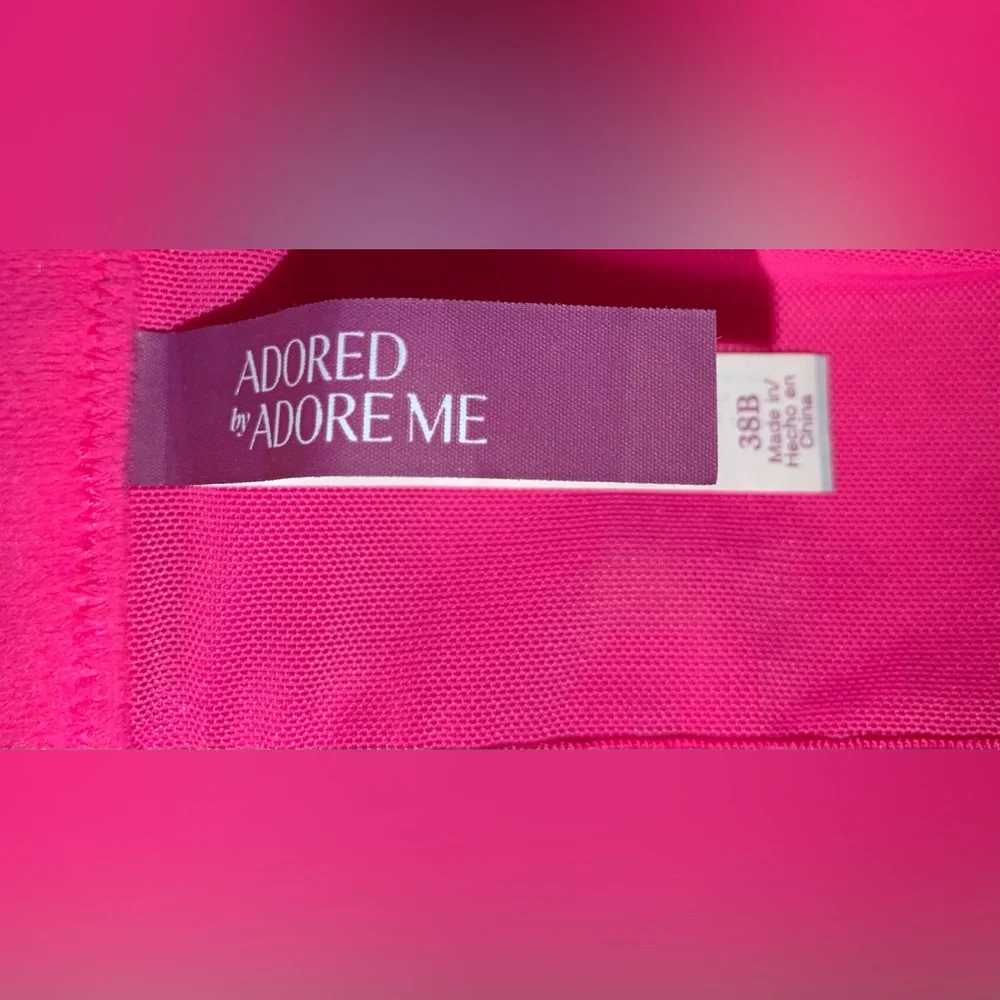 Women’s Morgan Natural Lift Lace Push Up Bra Adored by Adore Me Pink 38B